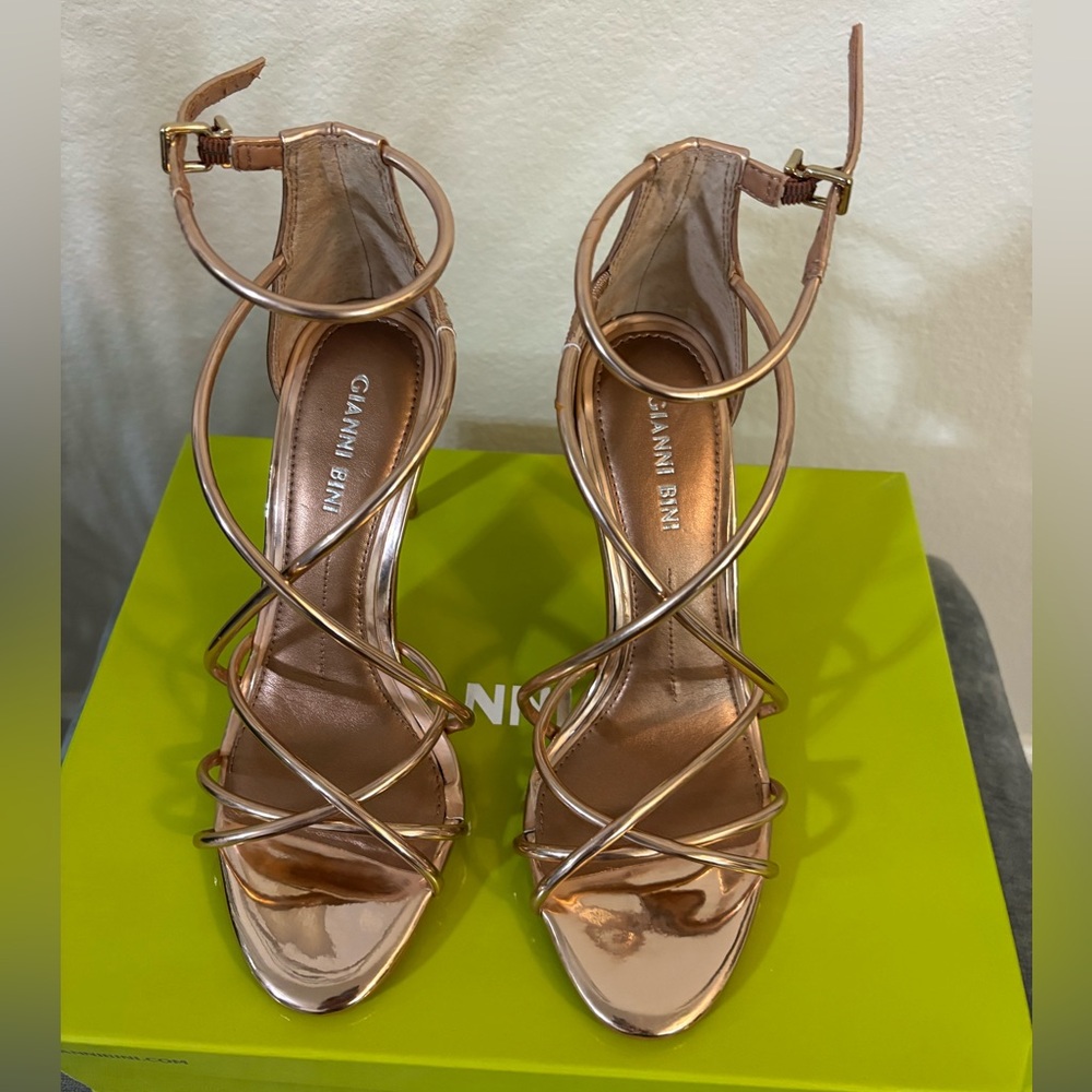 Gianni Bini Rose Gold Strappy High Heel Sandals